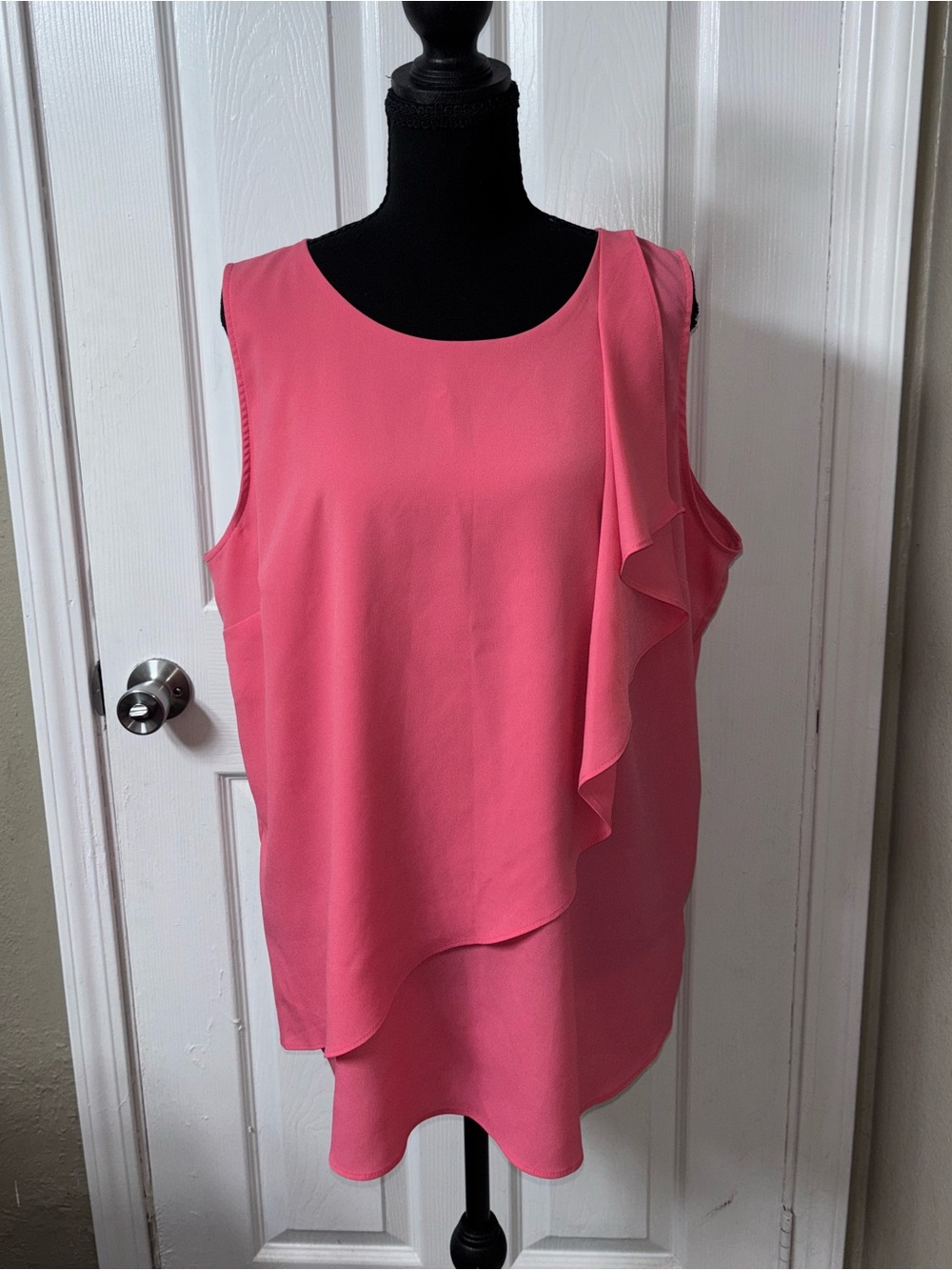Apt. 9 Coral Pink Ruffle Layered Sleeveless Top